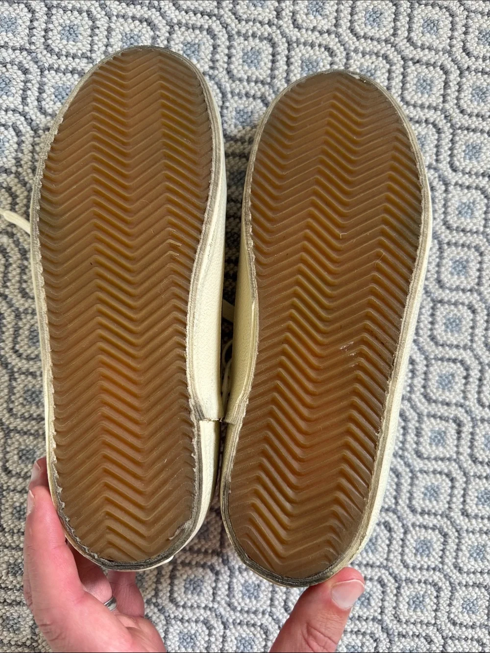 Re/Done Silver Sneakers with Black & White Stripe Detail